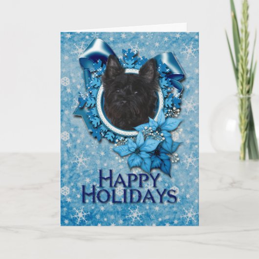 Cartes Pour Fêtes Annuelles Christmas - Blue Snowflake - Cairn Terrier - Rosco (Devant)