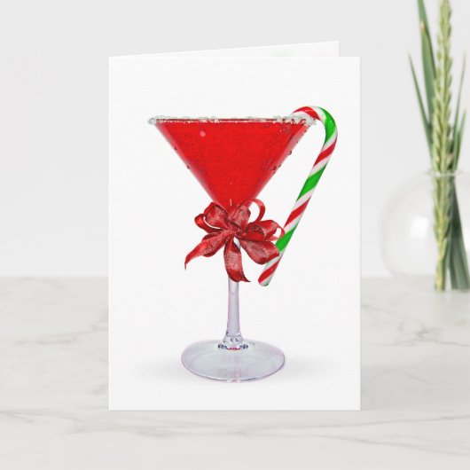 Cartes Pour Fêtes Annuelles Christmas Bow On Martini Cocktail (Devant)