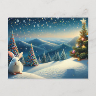 Cartes Pour Fêtes Annuelles Christmas Bunny with Decorated Christmas Tree