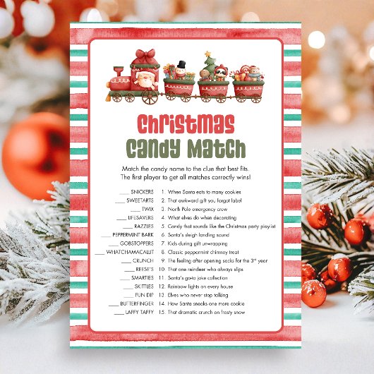 Cartes Pour Fêtes Annuelles Christmas Candy Match Game