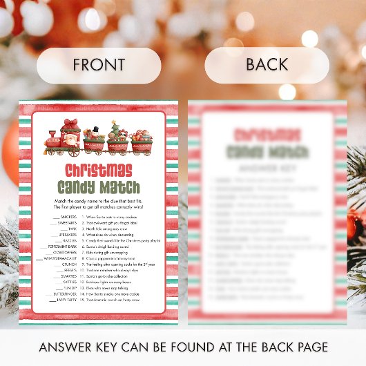 Cartes Pour Fêtes Annuelles Christmas Candy Match Game