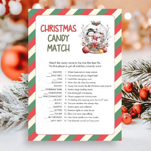 Cartes Pour Fêtes Annuelles Christmas Candy Match Game