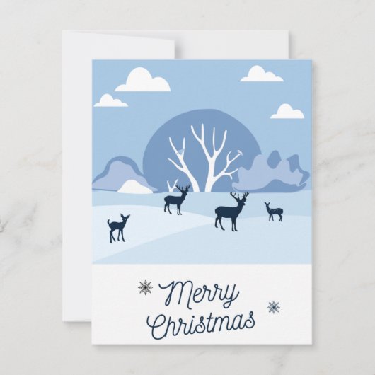 Cartes Pour Fêtes Annuelles Christmas Card Blue Deer in Winter (Devant)