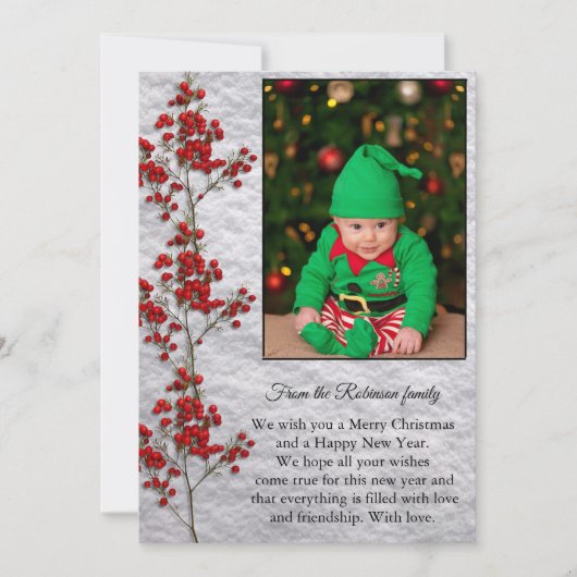 Cartes Pour Fêtes Annuelles Christmas Card With a Smiling and Happy Baby. (Devant)
