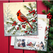 Cartes Pour Fêtes Annuelles Christmas Cardinal on Pine Personalized Photo