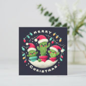 Cartes Pour Fêtes Annuelles Christmas Carolers Potted Santa Cactus Plants (Debout devant)