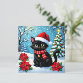 Cartes Pour Fêtes Annuelles Christmas Cat and Two Photo Template Holiday (Debout devant)
