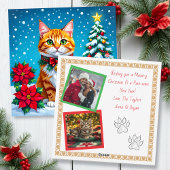 Cartes Pour Fêtes Annuelles Christmas Cat and Two Photo Template Holiday
