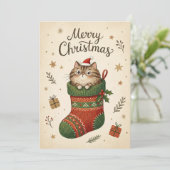 Cartes Pour Fêtes Annuelles Christmas Cat in Stocking (Debout devant)