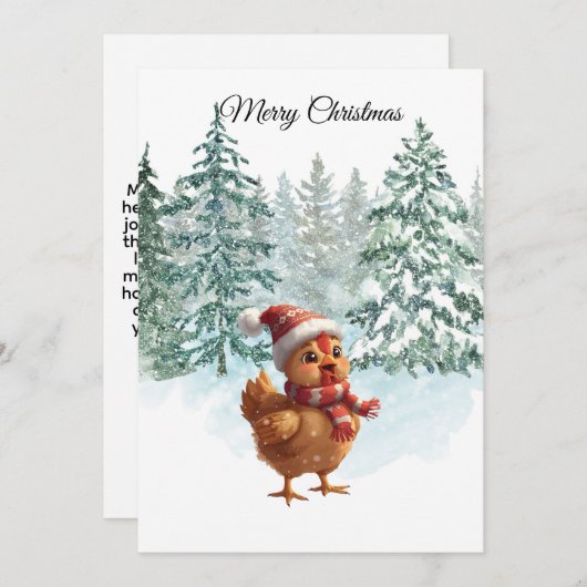 Cartes Pour Fêtes Annuelles Christmas Chicken Flat Holiday Card (Devant / Derrière)