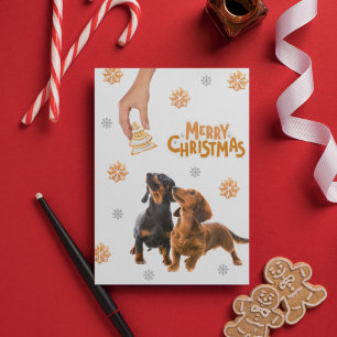 Cartes Pour Fêtes Annuelles Christmas Cookies Dachshund Puppies Dog 