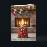 Cartes Pour Fêtes Annuelles Christmas Decorative Card<br><div class="desc">"A heartwarming Christmas card featuring a puppy poking out of a Christmas bag. A charming scene that captures the festive spirit with elegance and warmth."</div>