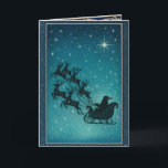 Cartes Pour Fêtes Annuelles Christmas Decorative Card<br><div class="desc">"This Christmas card captures holiday magic,  featuring Santa and his reindeer soaring through a store-lit night. A dreamy blend of festive tradition and modern sparkle,  perfect for spreading joy and wonder."</div>