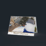 Cartes Pour Fêtes Annuelles Christmas Deer et Snowman<br><div class="desc">Un gros dollar pour le nez de la carotte du bonhomme de neige.</div>