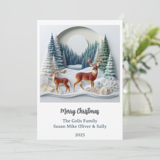 Cartes Pour Fêtes Annuelles Christmas Deer Holiday Wildlife Personalized Card (Debout devant)