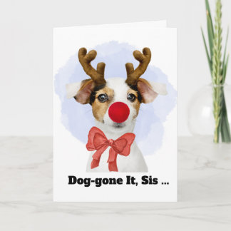 Cartes Pour Fêtes Annuelles Christmas Dog with Antlers for Sister Funny
