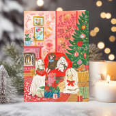 Cartes Pour Fêtes Annuelles Christmas Dogs Afghan Hound Hand drawn