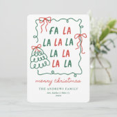 Cartes Pour Fêtes Annuelles Christmas Doodle Bows Red & Green Merry Christmas (Debout devant)
