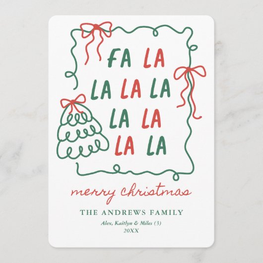 Cartes Pour Fêtes Annuelles Christmas Doodle Bows Red & Green Merry Christmas (Devant)