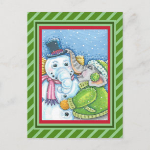 CARTES POUR FÊTES ANNUELLES CHRISTMAS ÉLÉPHANT CONSTRUCTION CUTE PACHYDERM SNO