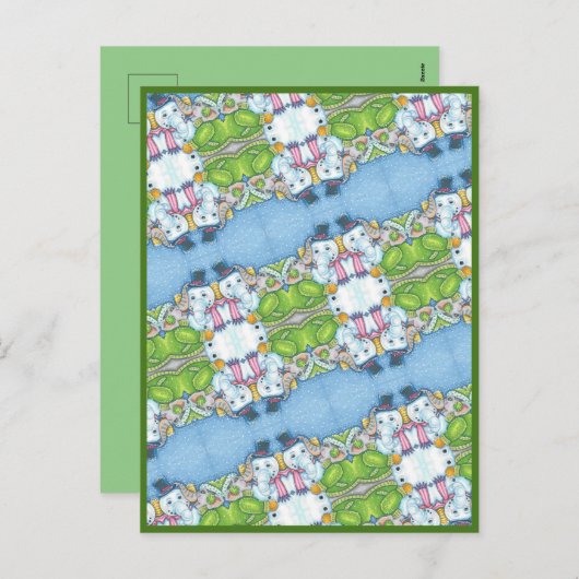 CARTES POUR FÊTES ANNUELLES CHRISTMAS ÉLÉPHANT CONSTRUCTION CUTE PACHYDERM SNO (Devant / Derrière)