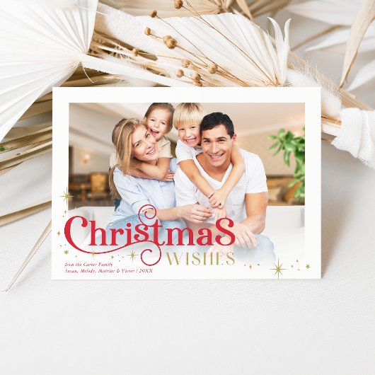 Cartes Pour Fêtes Annuelles CHRISTMAS FAMILLE PHOTO stylisée typographie moder
