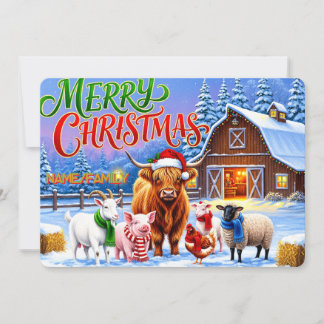Cartes Pour Fêtes Annuelles Christmas Farm Animals Gathering
