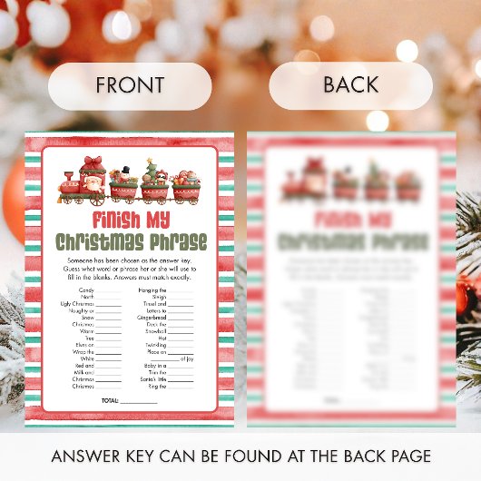Cartes Pour Fêtes Annuelles Christmas Finish the Christmas Phrase Game