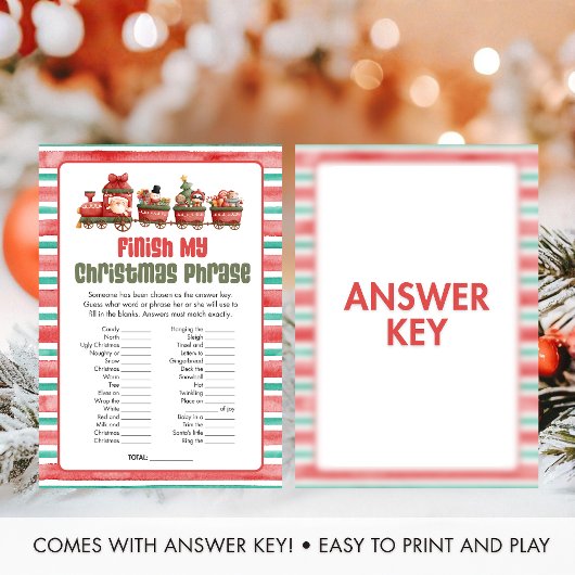 Cartes Pour Fêtes Annuelles Christmas Finish the Christmas Phrase Game