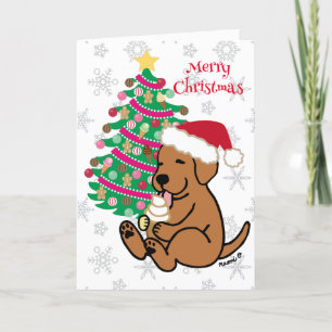 Cartes Pour Fêtes Annuelles Christmas Fox Red Labrador Glace Creative Licking