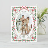 Cartes Pour Fêtes Annuelles Christmas Funky Whimsical Red Bow Wreath 2 Photo (Debout devant)