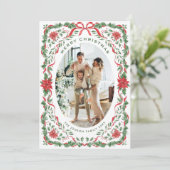 Cartes Pour Fêtes Annuelles Christmas Funky Whimsical Red Bow Wreath 2 Photo (Debout devant)