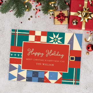 Cartes Pour Fêtes Annuelles Christmas geometric Flat Holiday Card