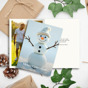 Cartes Pour Fêtes Annuelles Christmas Golf Ball Snowman ・ Photo de famille