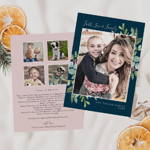 Cartes Pour Fêtes Annuelles Christmas Green Faith Love & Family Newsletter