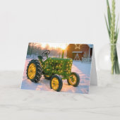 Cartes Pour Fêtes Annuelles Christmas Green Old Farm Tractor (Devant)