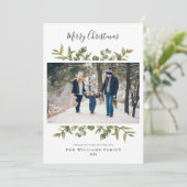 Cartes Pour Fêtes Annuelles Christmas Greenery 2 Photo Modern Chic (Debout devant)