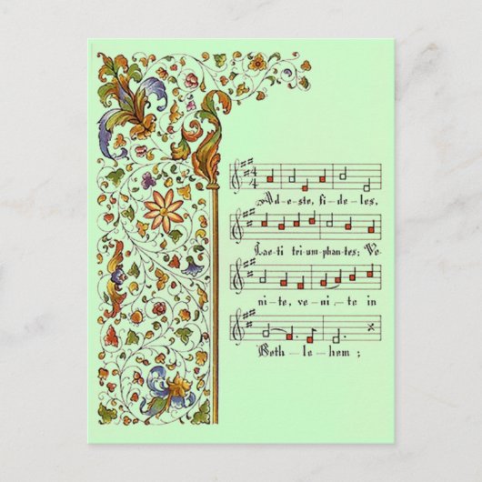 Cartes Pour Fêtes Annuelles Christmas greeting postcard adeste fideles oh come (Devant)