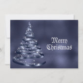 Cartes Pour Fêtes Annuelles Christmas Greeting Shiny Blue Ribbon Tree Sparkle (Devant)