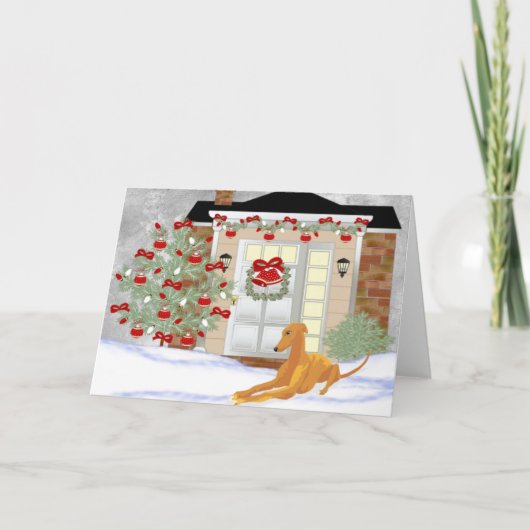 Cartes Pour Fêtes Annuelles Christmas Greyhound (Devant)