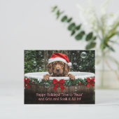 Cartes Pour Fêtes Annuelles Christmas Holiday Cute Dog Bubble Bath (Debout devant)