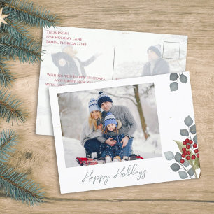 Cartes Pour Fêtes Annuelles Christmas Holiday Holly Berries Greenery 2 Photo