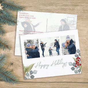 Cartes Pour Fêtes Annuelles Christmas Holiday Holly Berries Greenery 4 Photo