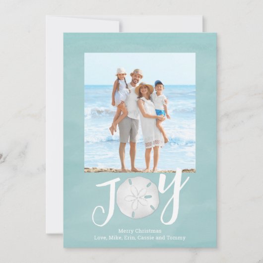 Cartes Pour Fêtes Annuelles Christmas Holiday Joy Photo Simple Trendy Beach (Devant)