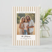 Cartes Pour Fêtes Annuelles Christmas Holidays Taupe Stripes Earthy 2-Photo (Debout devant)