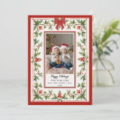 Cartes Pour Fêtes Annuelles Christmas Holidays Whimsical Bow Botanical Photo (Debout devant)