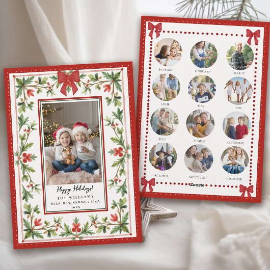 Cartes Pour Fêtes Annuelles Christmas Holidays Whimsical Bow Botanical Photo