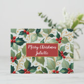 Cartes Pour Fêtes Annuelles Christmas Holly (Debout devant)