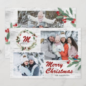 Cartes Pour Fêtes Annuelles Christmas Holly 2 PHOTOS Collage Bark (Devant / Derrière)