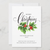 Cartes Pour Fêtes Annuelles Christmas Holly Berry Succursale Accueil corporati (Devant)